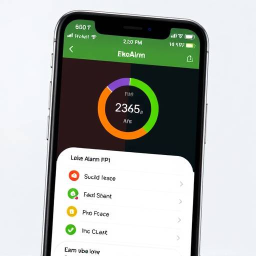 Aplikacja mobilna 'EkoAlarm' na smartfonie